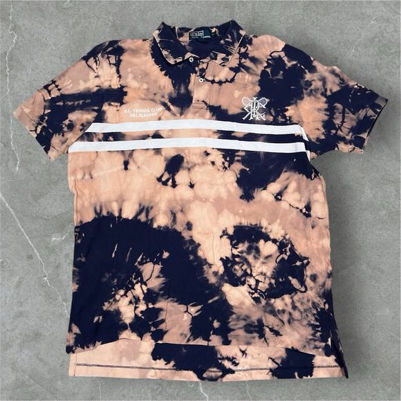 VTG Polo Ralph Lauren Shirt Mens 2XL Bleach Tie Dye RL Tennis Club 381 Bleeker - Picture 1 of 8